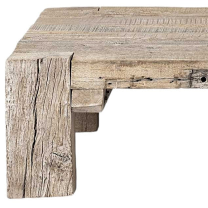 Natural Wood Distressed Coffee Table image 4