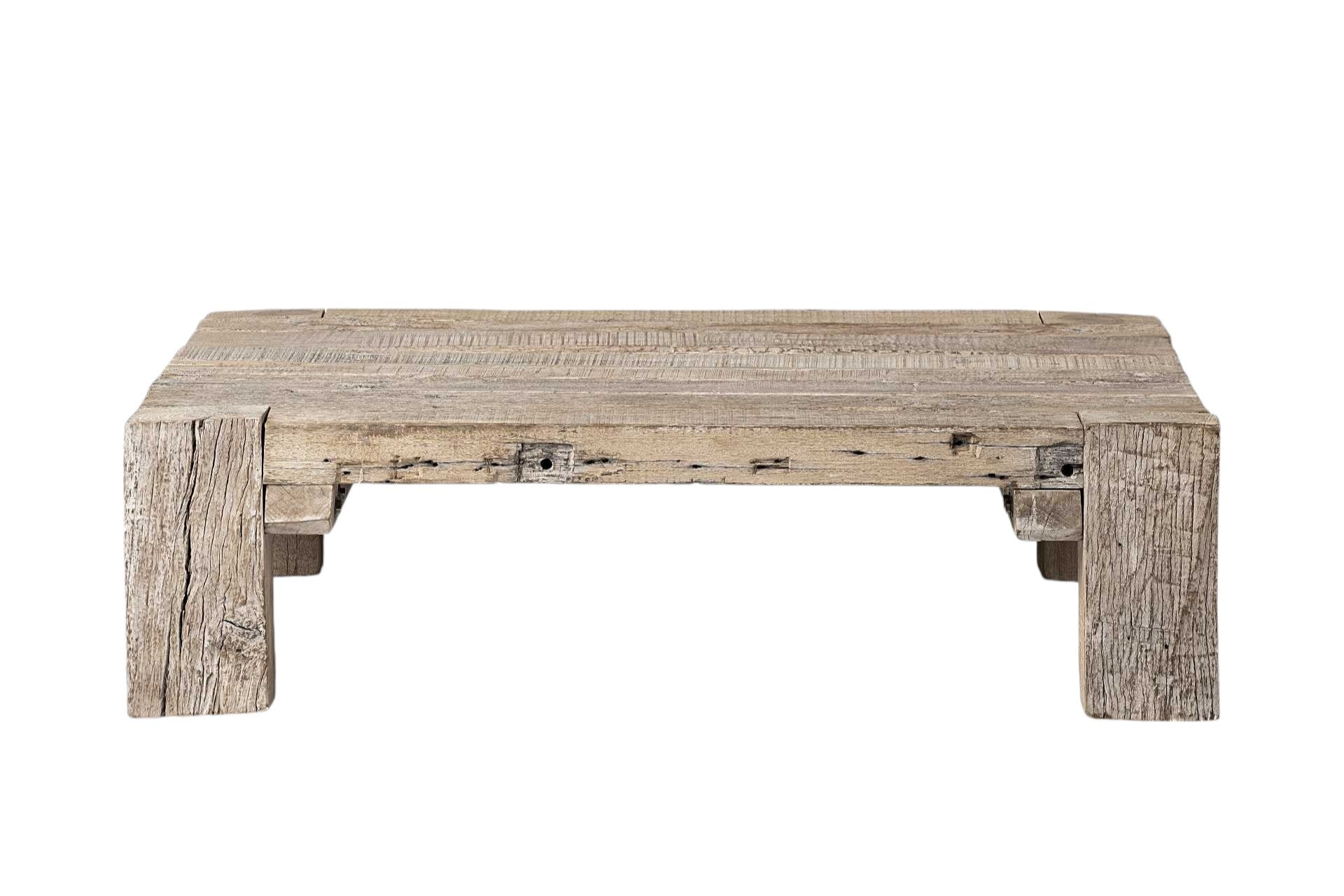 Natural Wood Distressed Coffee Table image 2