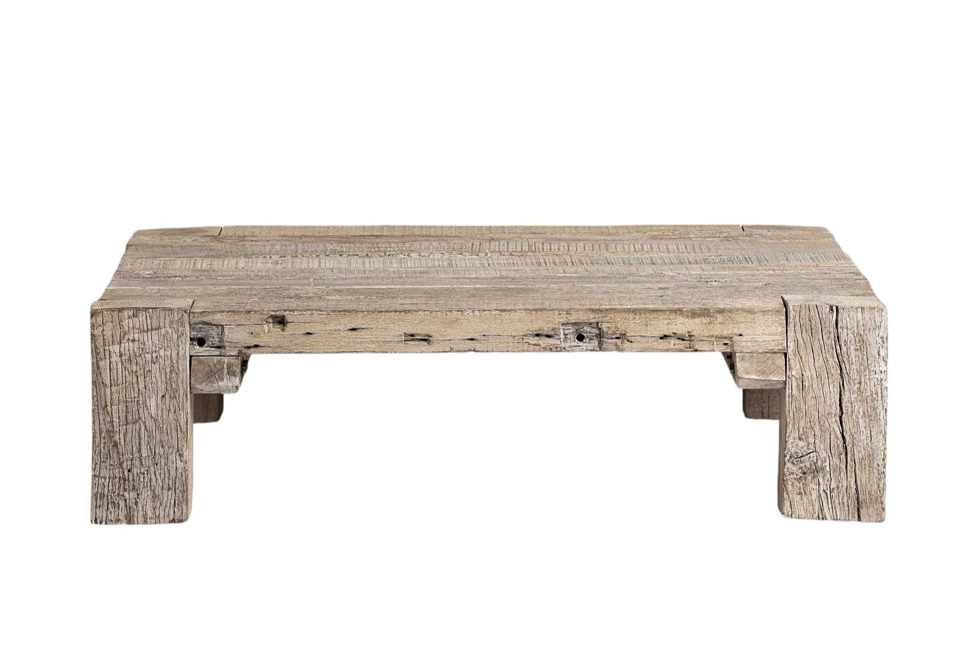 Natural Wood Distressed Coffee Table image 5