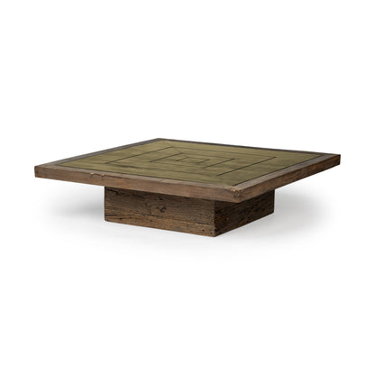 Brown Solid Wood Square Distressed Coffee Table