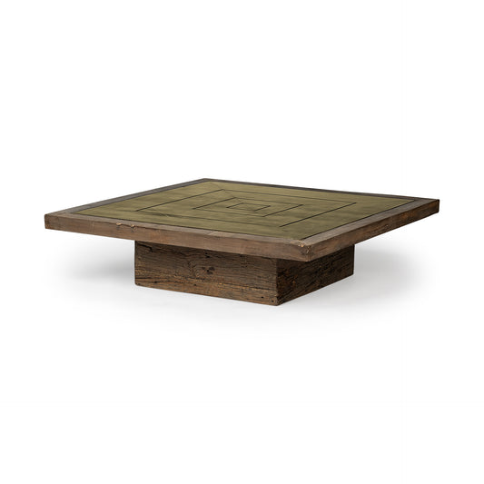 Brown Solid Wood Square Distressed Coffee Table