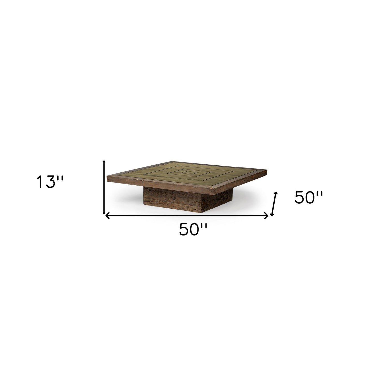 Brown Solid Wood Square Distressed Coffee Table