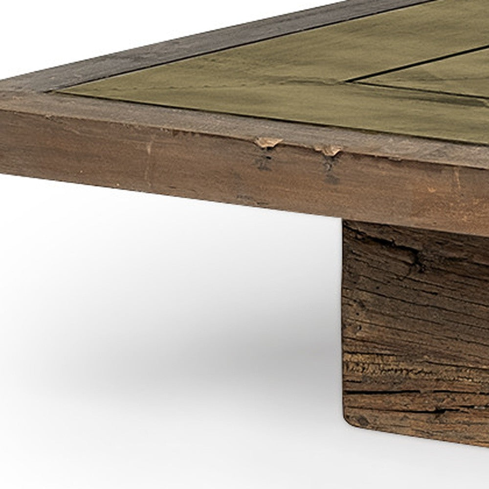 Brown Solid Wood Square Distressed Coffee Table