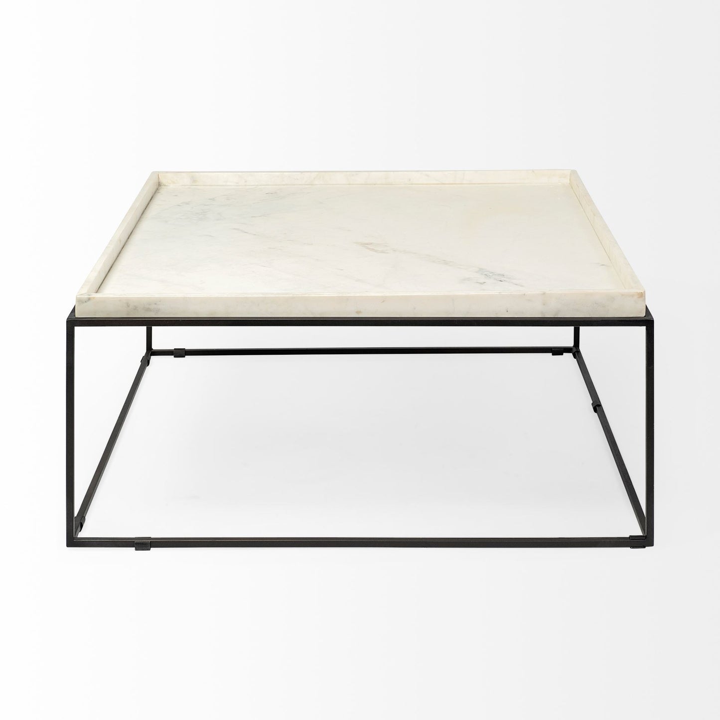 White & Black Genuine Marble & Metal Square Coffee Table