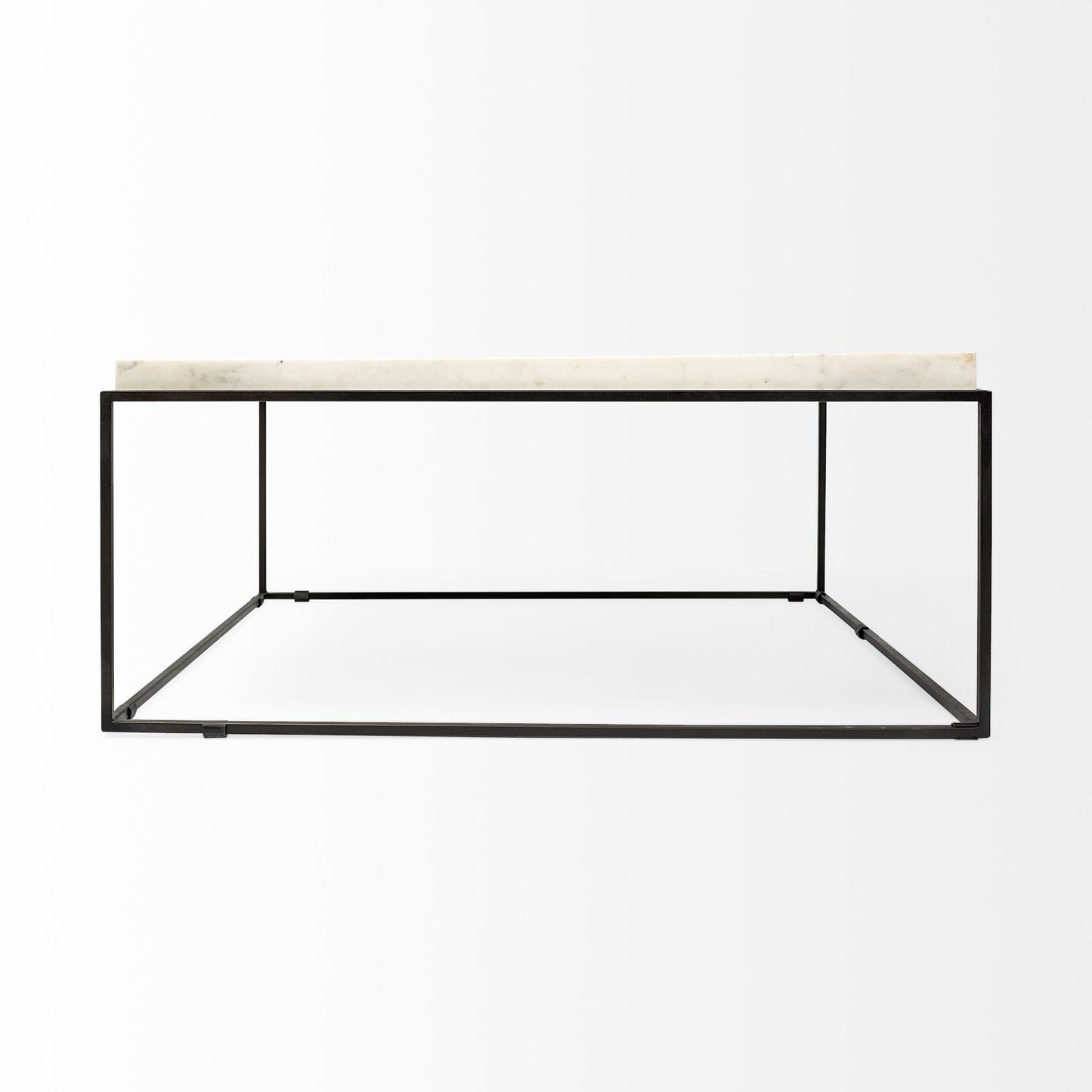 White & Black Genuine Marble & Metal Square Coffee Table