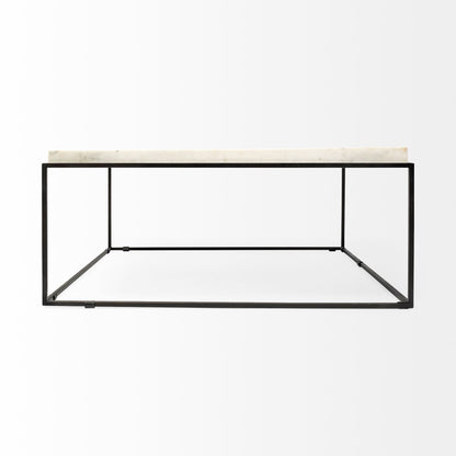 White & Black Genuine Marble & Metal Square Coffee Table