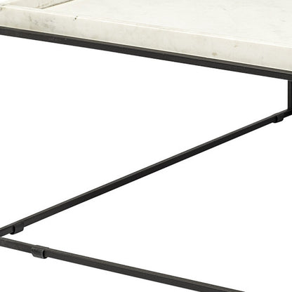 White & Black Genuine Marble & Metal Square Coffee Table
