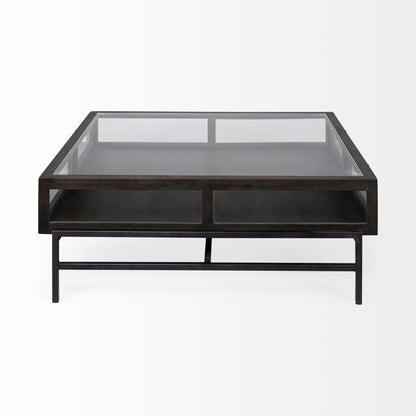 Black & Brown Square Coffee Table w/ 2 Drawers