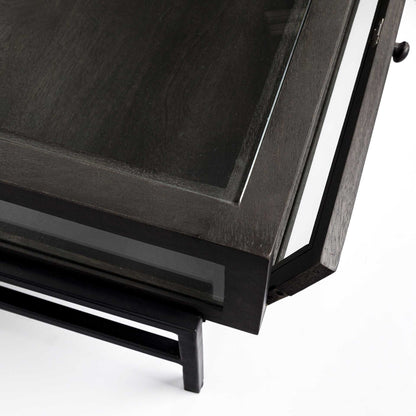 Black & Brown Square Coffee Table w/ 2 Drawers