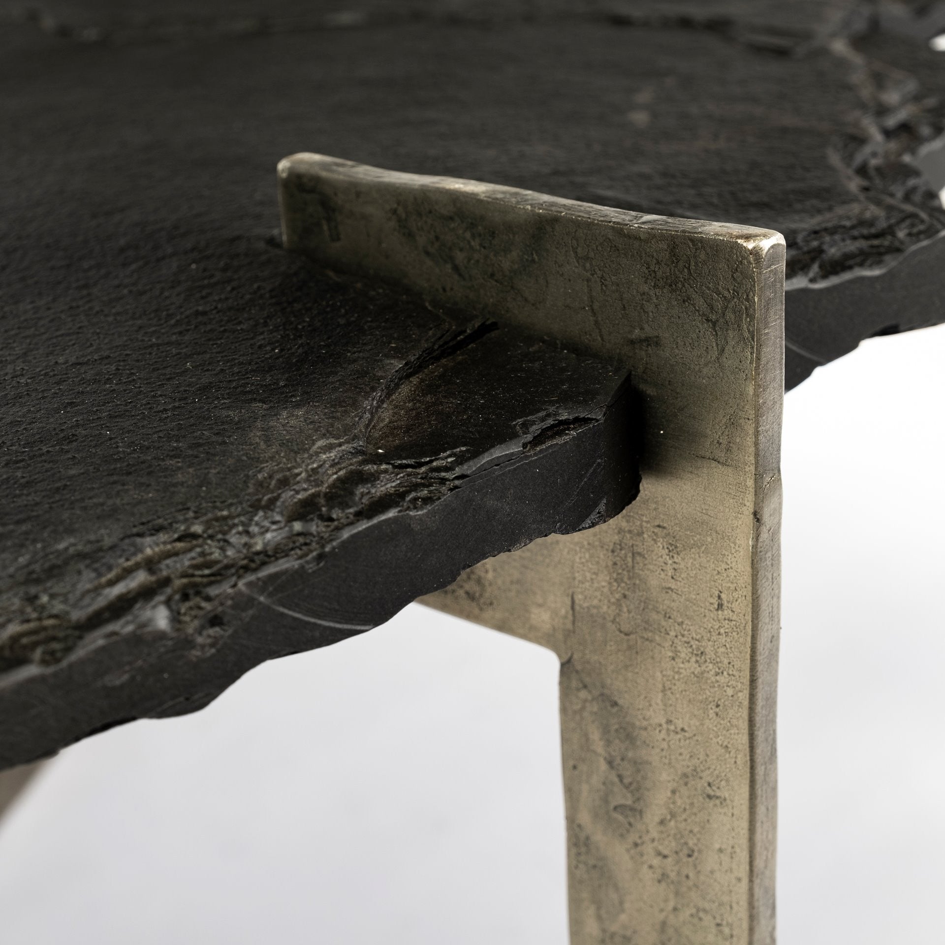 Black & Gold Stone & Iron Free Form Distressed Coffee Table image 7