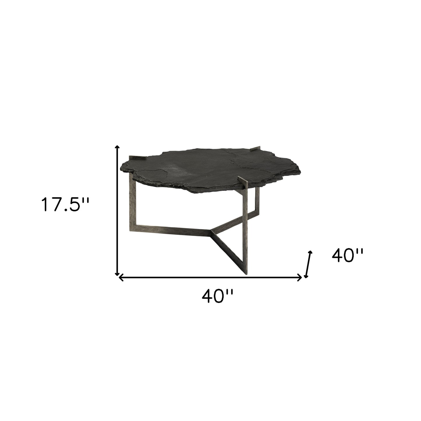 Black & Gold Stone & Iron Free Form Distressed Coffee Table