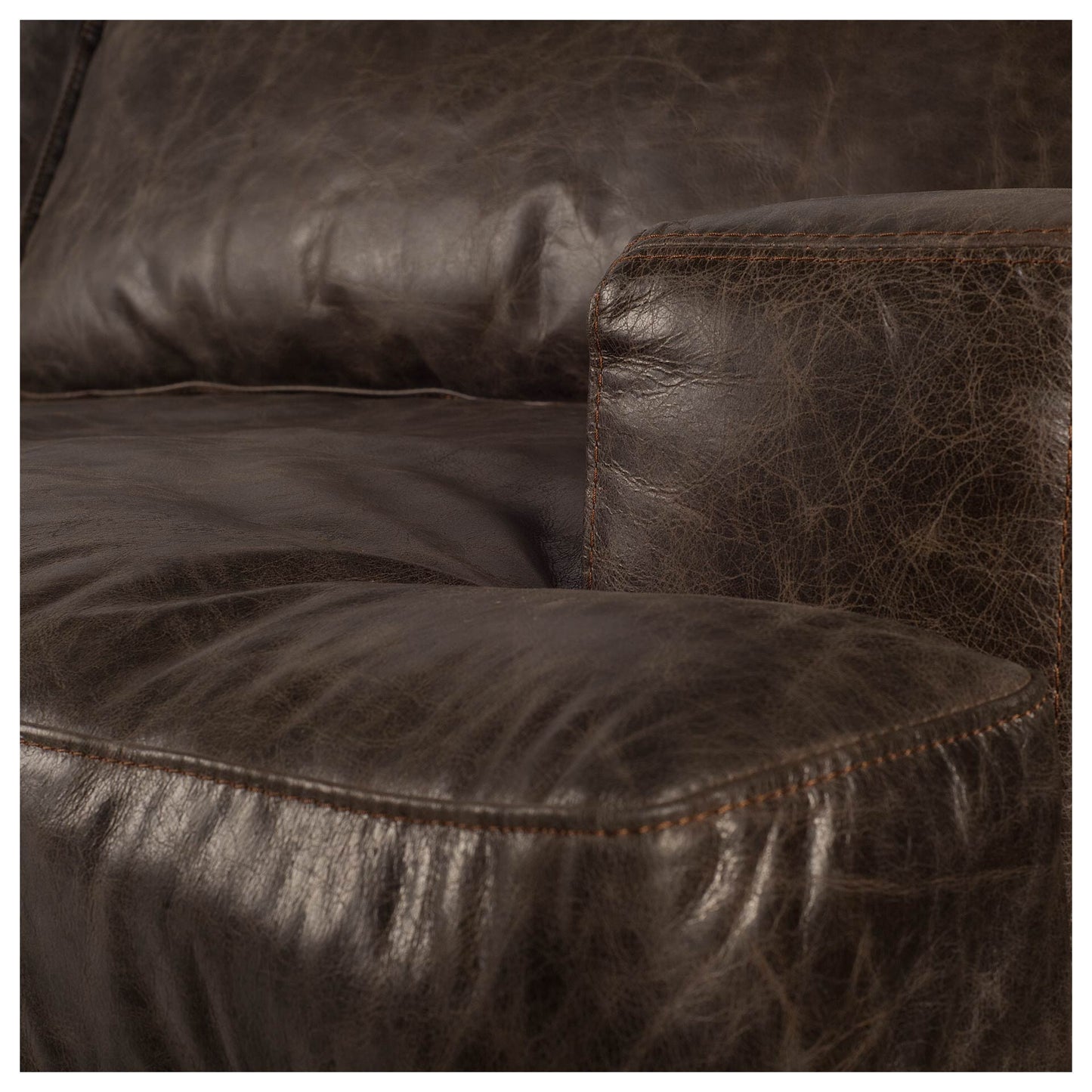 Black Faux Leather Distressed Club Chair