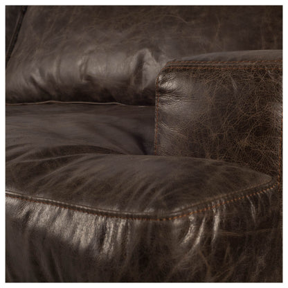 Black Faux Leather Distressed Club Chair