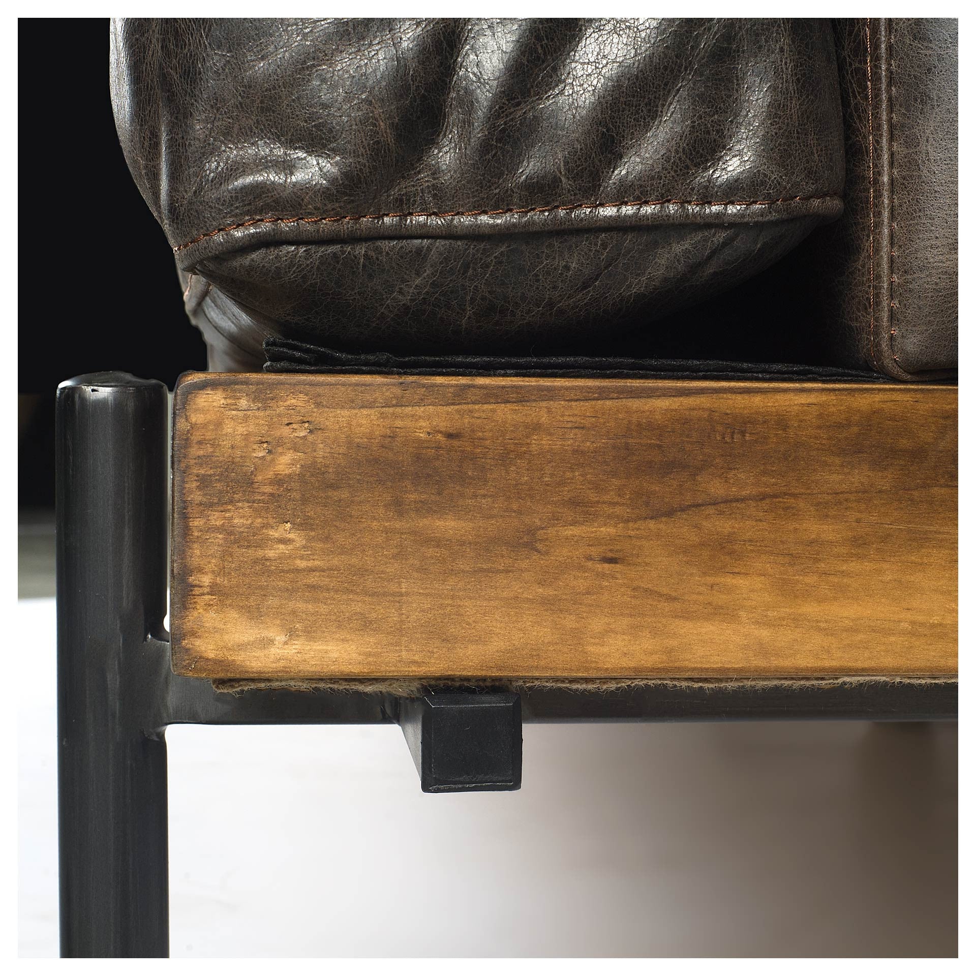 Black Faux Leather Distressed Club Chair
