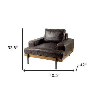 Black Faux Leather Distressed Club Chair