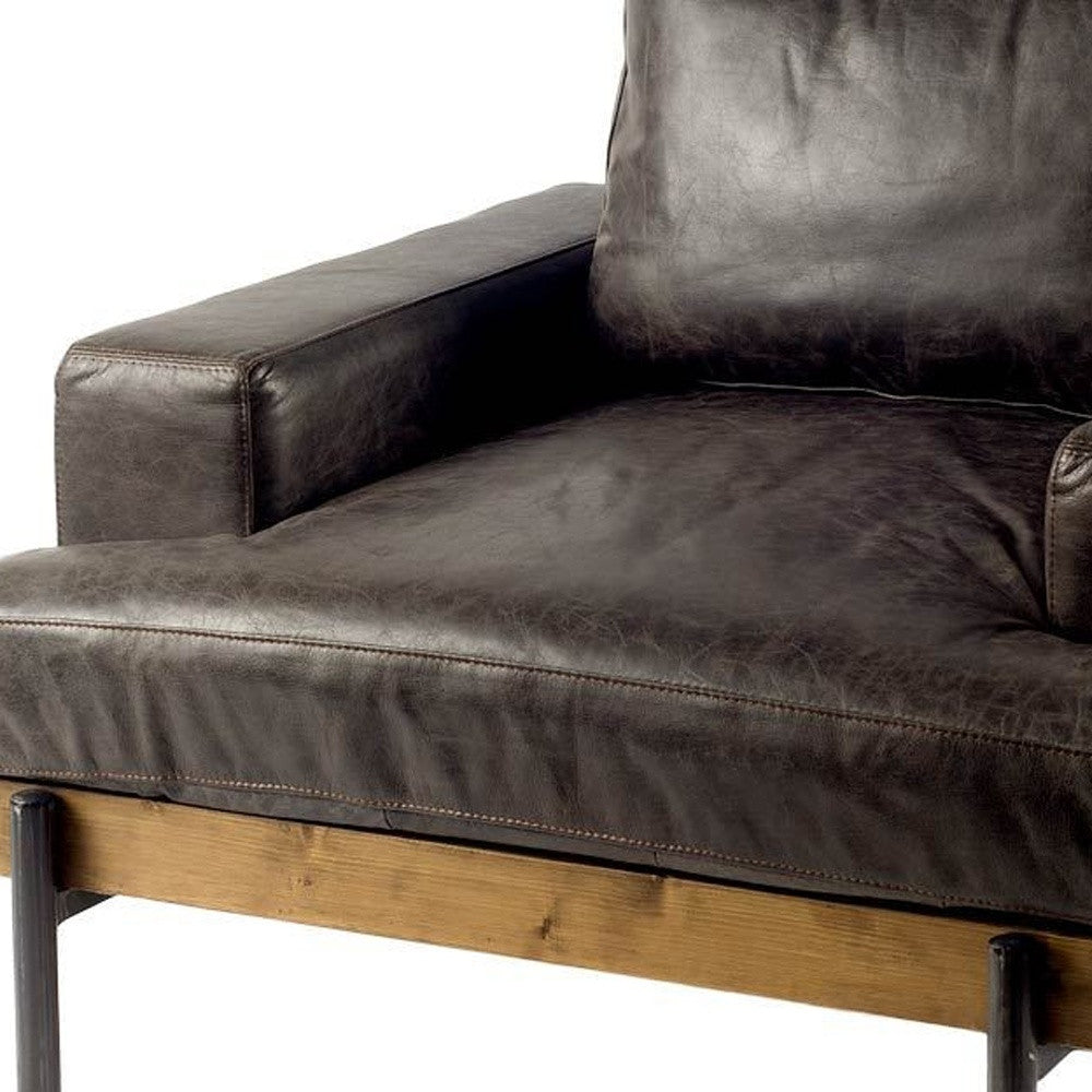 Black Faux Leather Distressed Club Chair