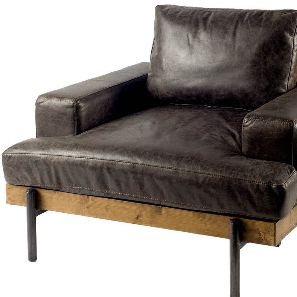 Black Faux Leather Distressed Club Chair