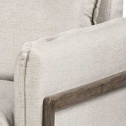 Cream & Brown Linen Club Chair