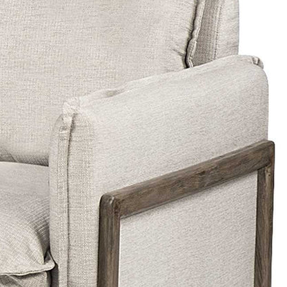 Cream & Brown Linen Club Chair