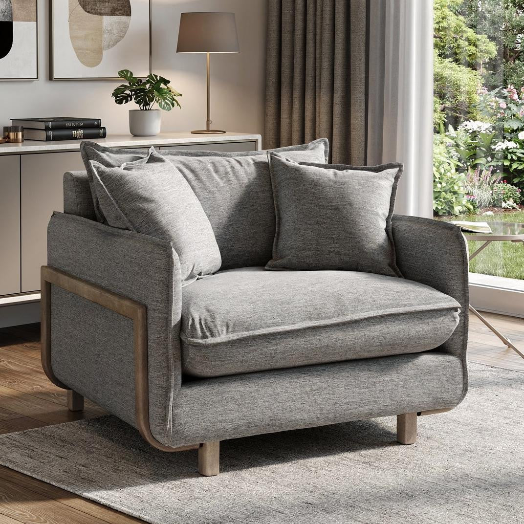 Gray Linen Arm Chair