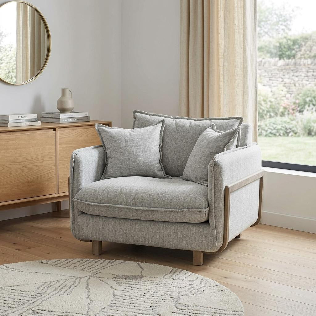 Gray & Brown Fabric Club Chair