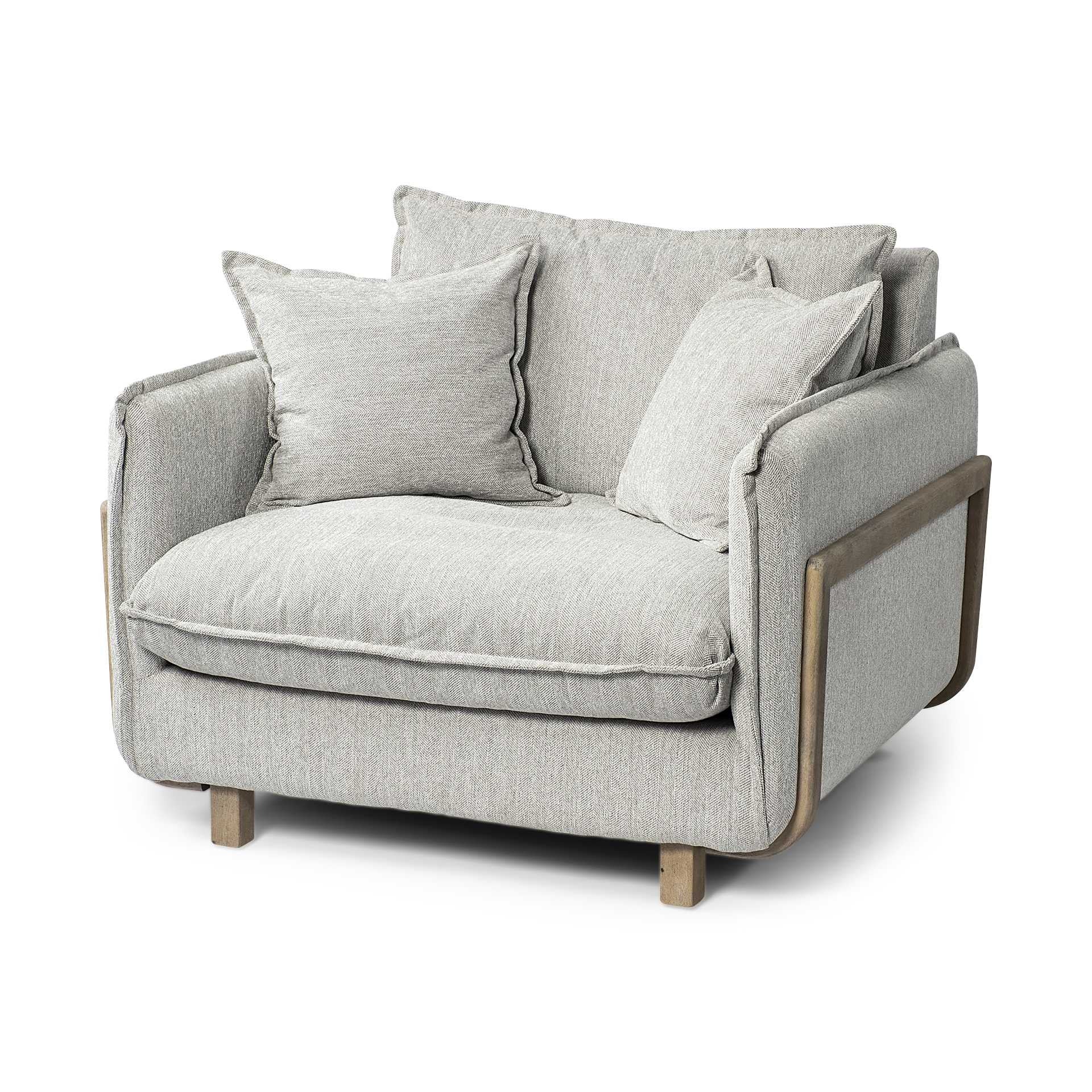 Gray & Brown Fabric Club Chair