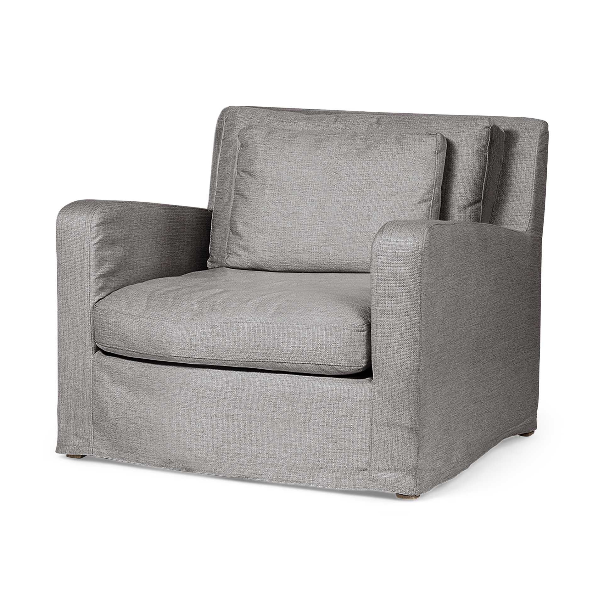 Gray & Brown Linen Arm Chair