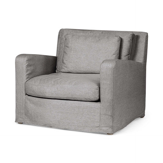 Gray & Brown Linen Arm Chair