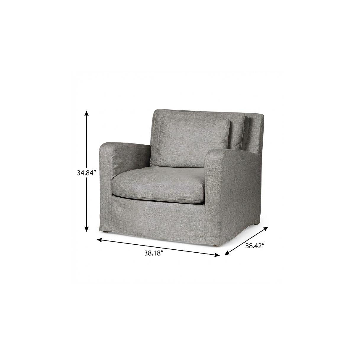 Gray & Brown Linen Arm Chair