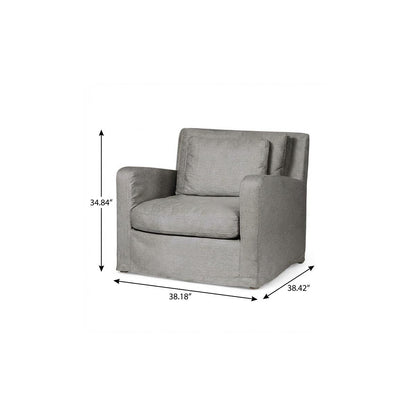 Gray & Brown Linen Arm Chair