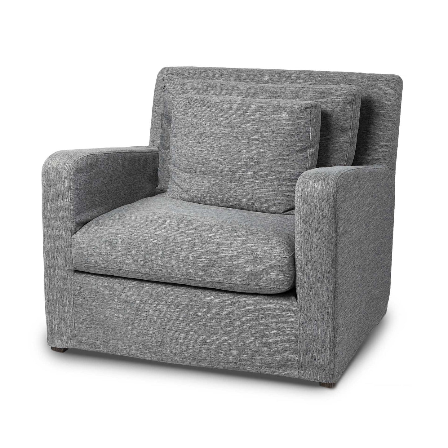 Gray & Brown Linen Arm Chair