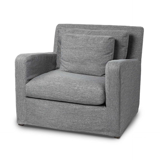Gray & Brown Linen Arm Chair