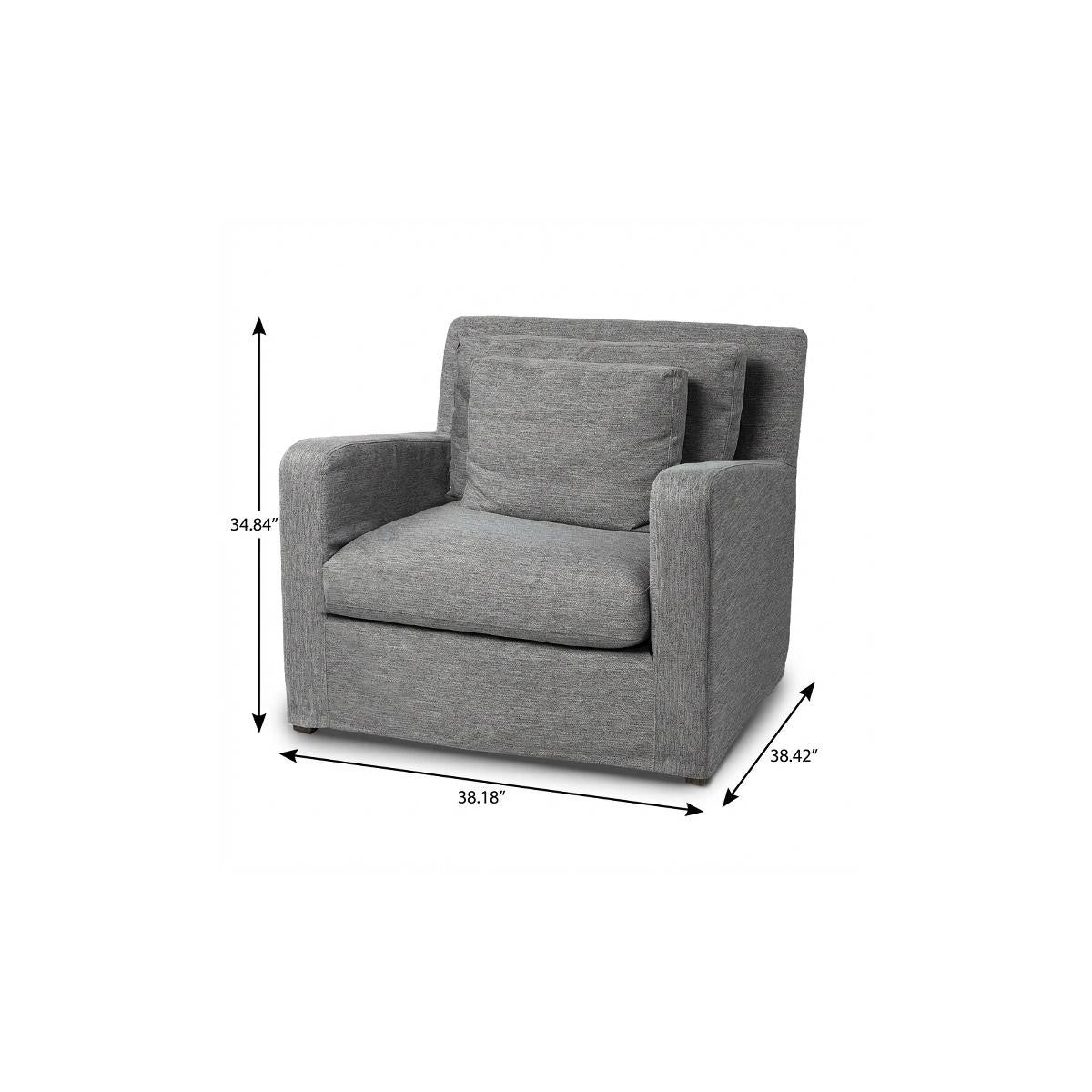 Gray & Brown Linen Arm Chair