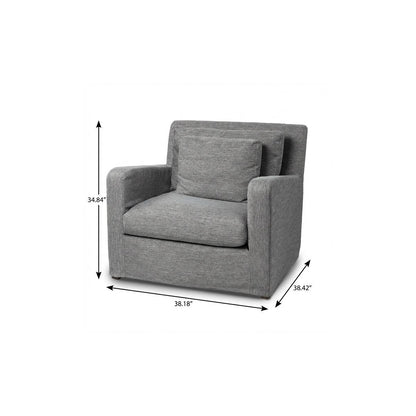 Gray & Brown Linen Arm Chair
