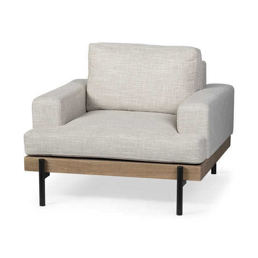 Landon Cream & Black Fabric Arm Chair