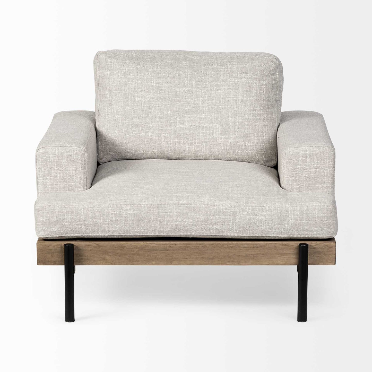 Cream & Black Fabric Arm Chair