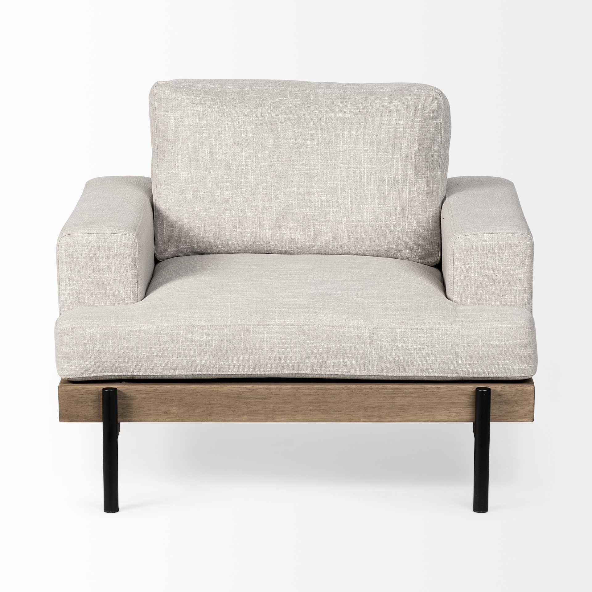 Cream & Black Fabric Arm Chair