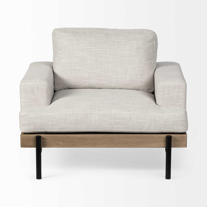 Cream & Black Fabric Arm Chair