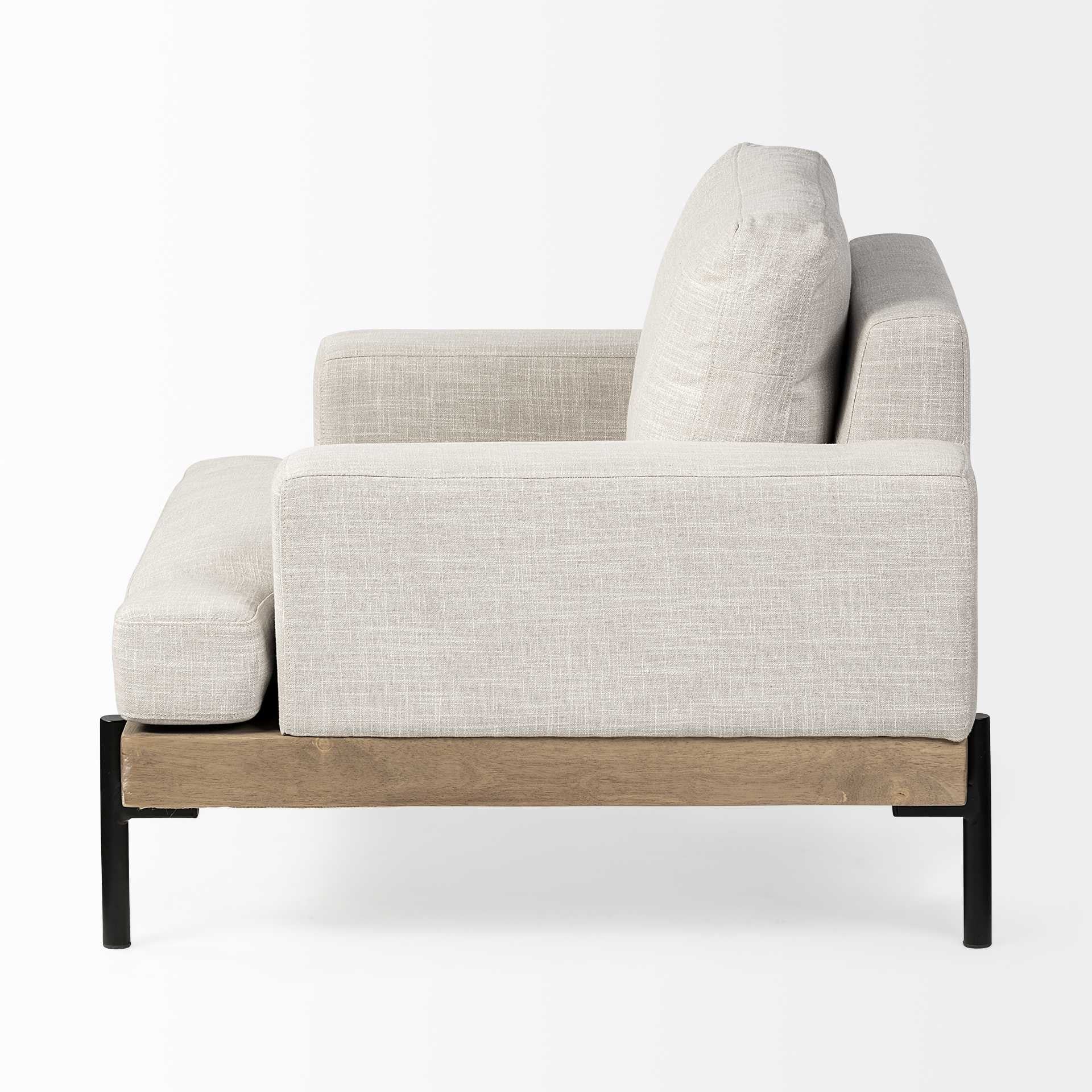 Cream & Black Fabric Arm Chair