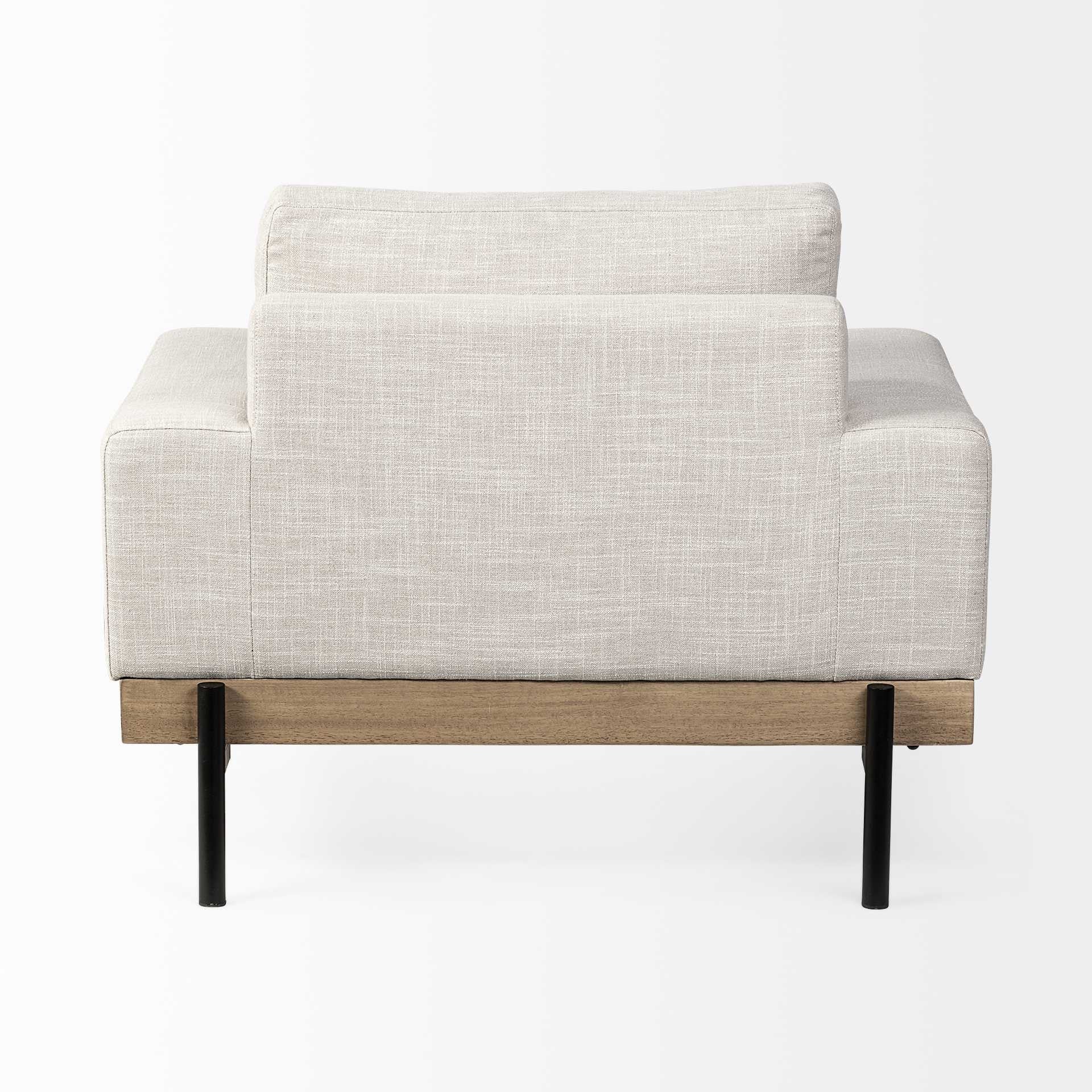 Cream & Black Fabric Arm Chair