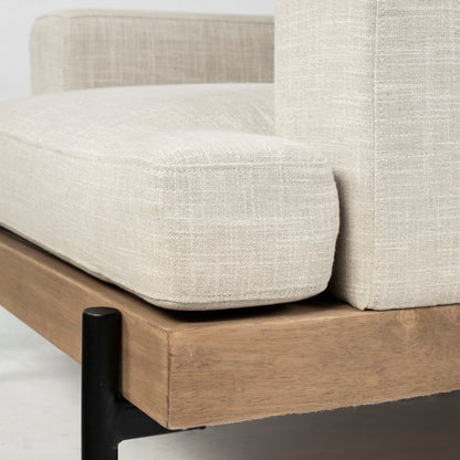 Cream & Black Fabric Arm Chair