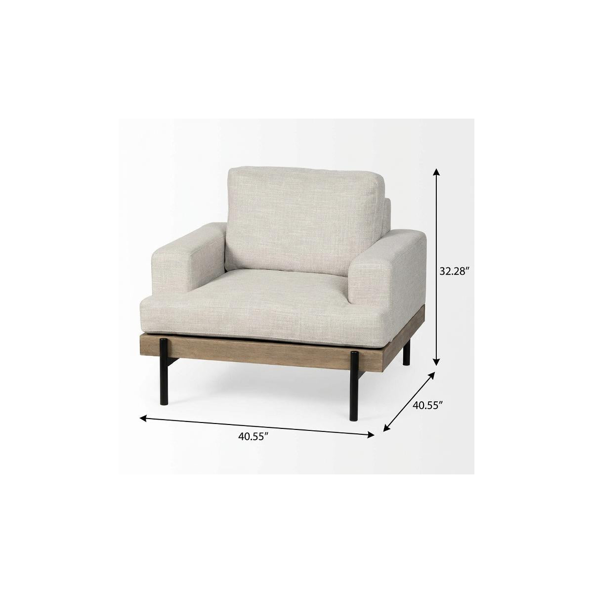 Cream & Black Fabric Arm Chair