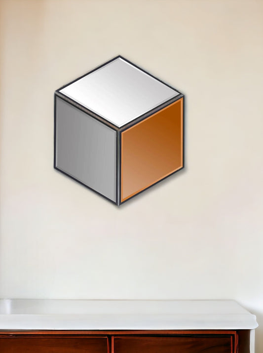 Gray Hexagon Metal Framed Mirror Set