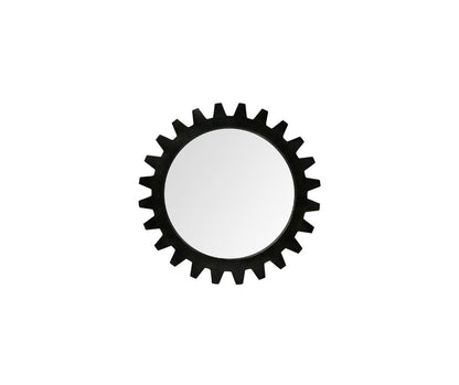 Black Cog Round Metal Frame Wall Mirror