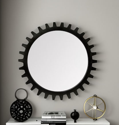 Round Black Metal Frame Wall Mirror