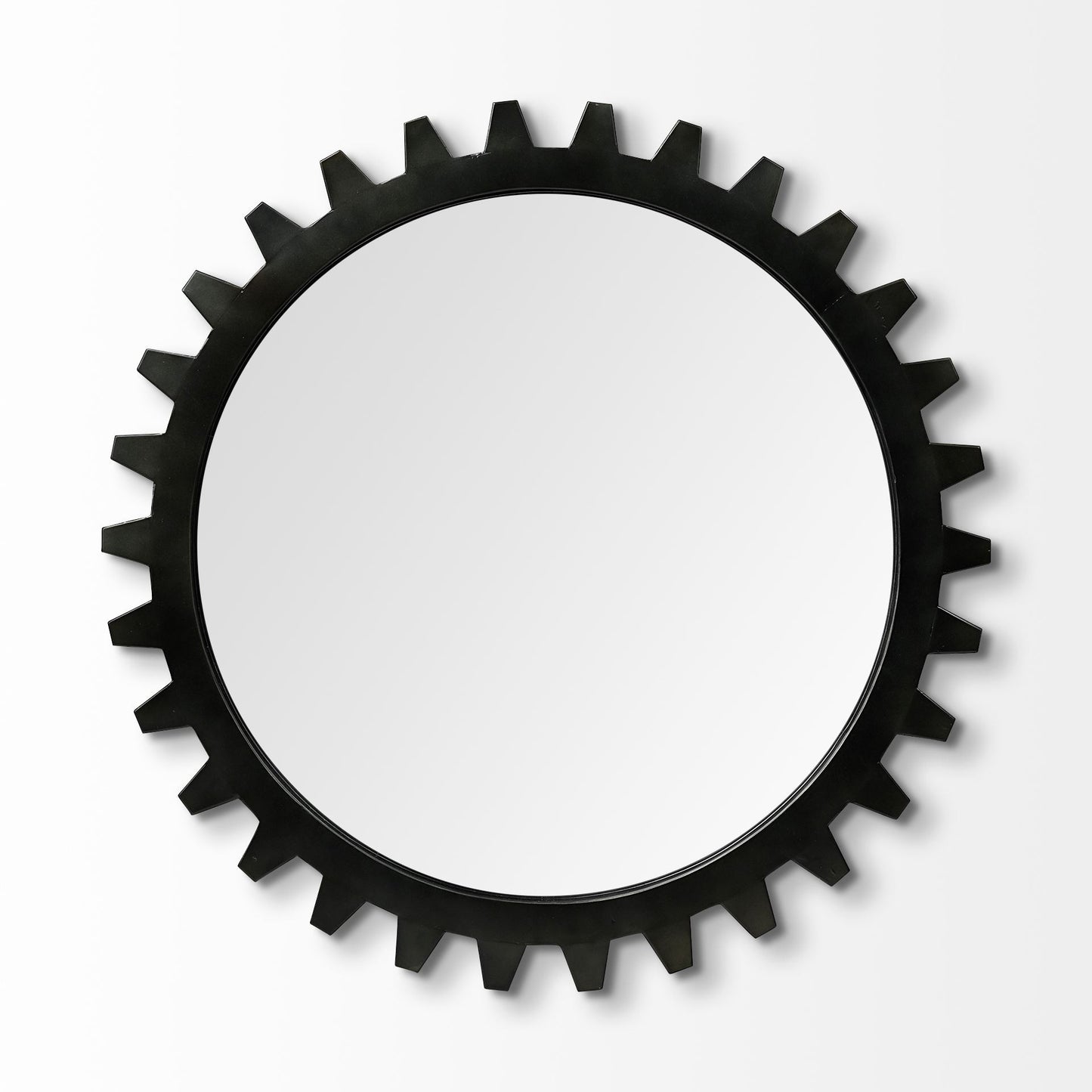 Round Black Metal Frame Wall Mirror
