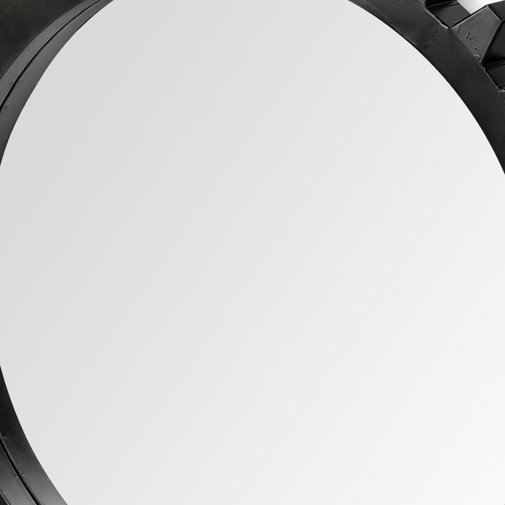 Round Black Metal Frame Wall Mirror