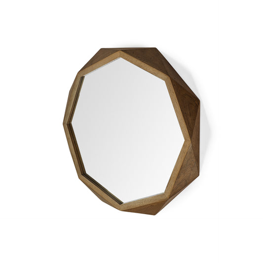 Octagon Wooden Frame Wall Mirror