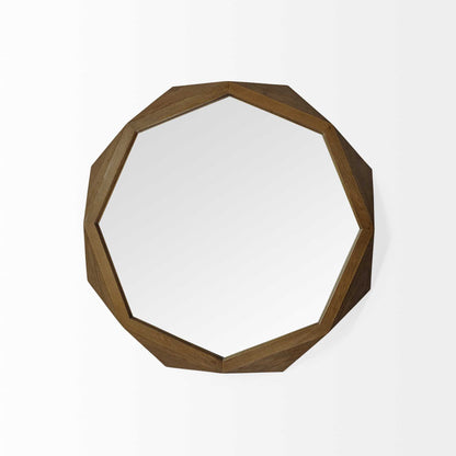 Octagon Wooden Frame Wall Mirror
