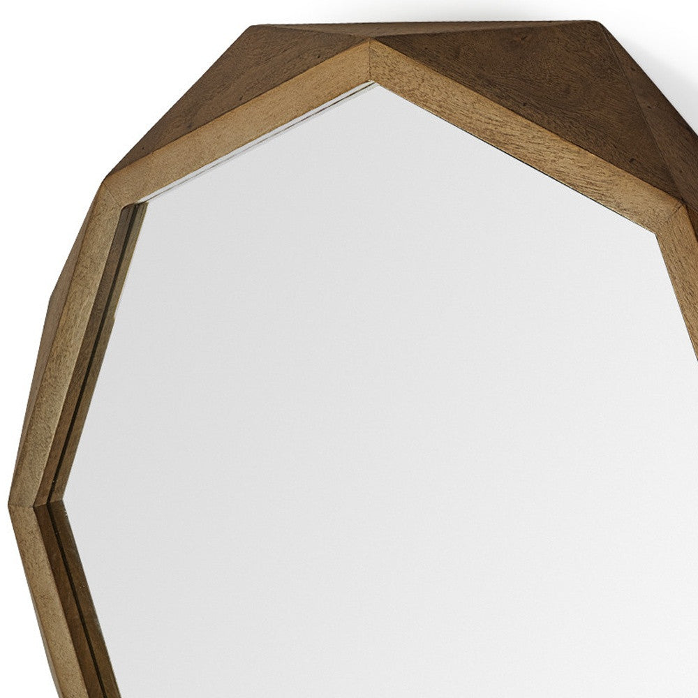 Octagon Wooden Frame Wall Mirror